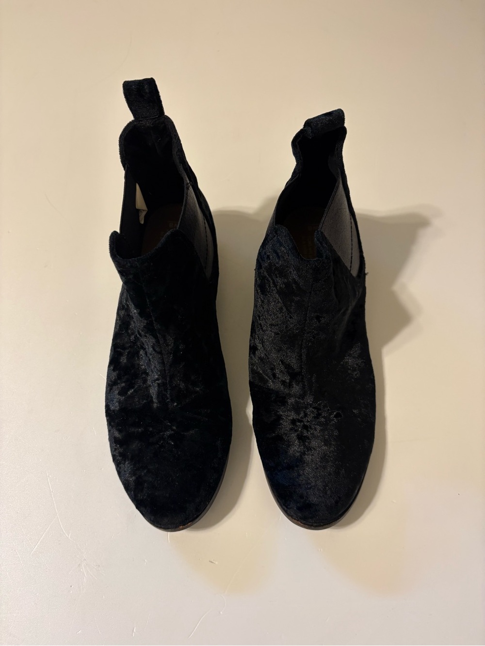 Toms Black Velvet Chelsea Ankle Booties